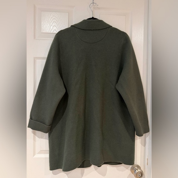 By Anthropologie Dark Olive Green Cotton Wool Blend Blazer Sweater Jacket Sz 1X - Picture 2 of 8